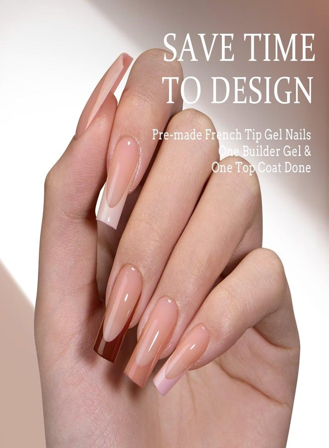 BTArtboxnails XCOATTIPS Nails Press Ons - Skin Tones Press on Nails Square, Long Soft Gel Nail Tips with Nail Gel, French Protecting Duo, Nail Lamp, All in One Fake Nail Extension Kit - Image 2